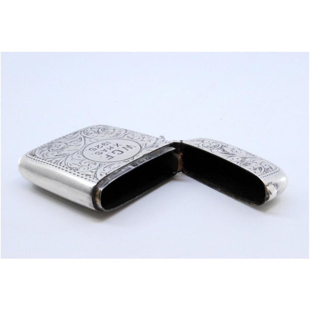Silver Matchbox with Engraved Plant Motifs and Monogram Card For Sale - Image 5 of 9
