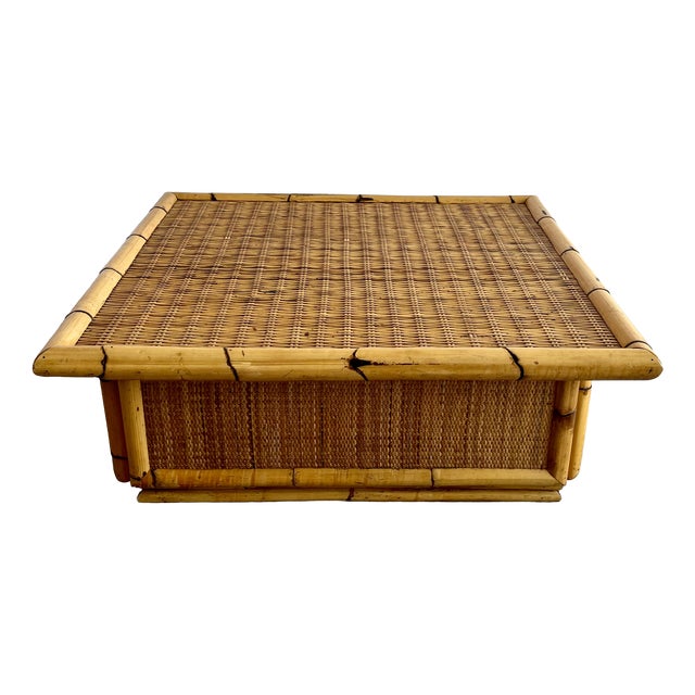 Coffee Table in Rattan and Wicker from Dal Vera, 1970s For Sale