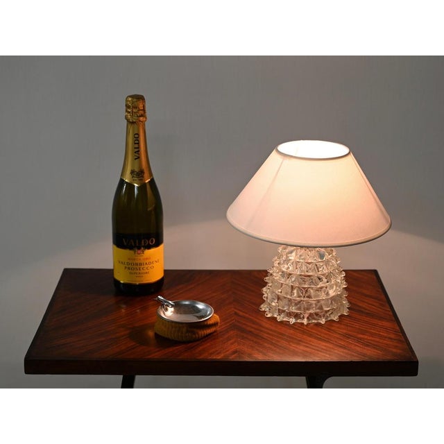 Large Vintage Murano Rostrato Glass and Brass Table Lamp, Italy, 1940s For Sale - Image 9 of 16