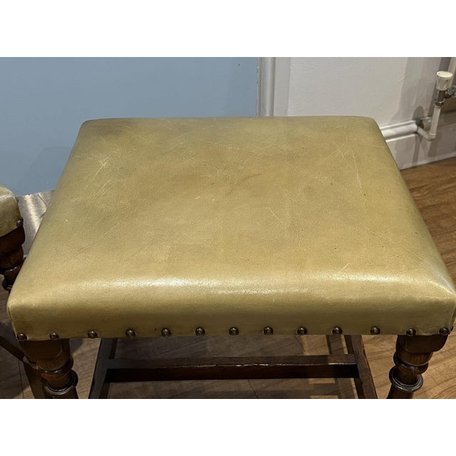 Stools in Leather and Oak For Sale - Image 3 of 7