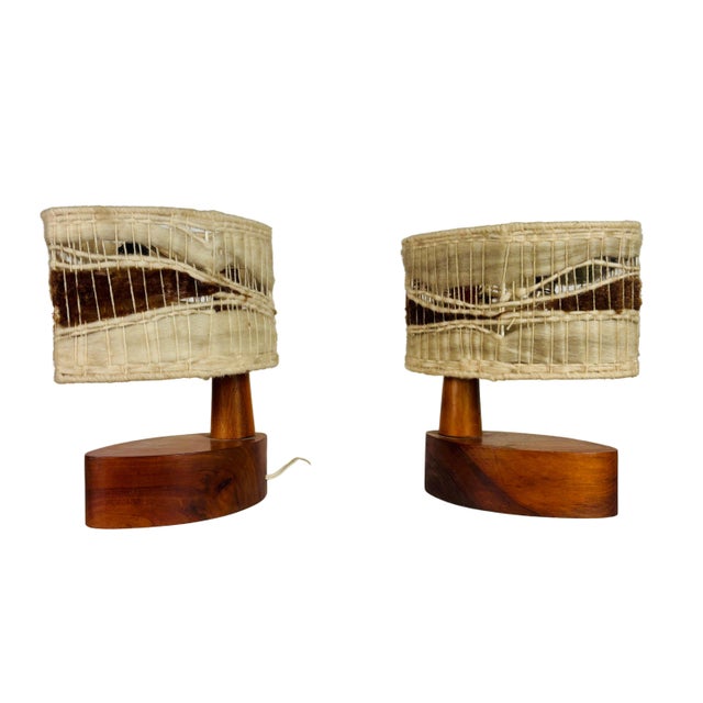 Wood Vintage Table Lamps from Maison Regain, 1960s, Set of 2 For Sale - Image 7 of 9
