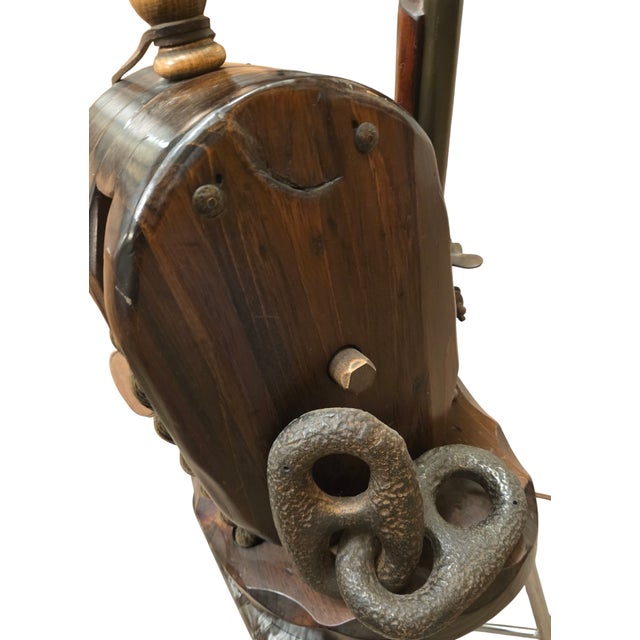 Vintage Pirates Caribbean Table Lamp Flintlock Block Tackle Pulley Nautical Maritime For Sale - Image 4 of 17