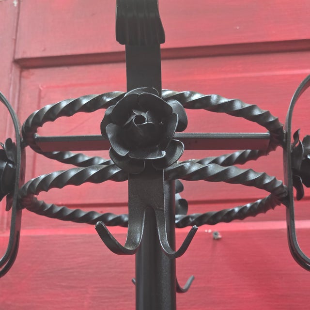 Metal 1920s French Art Deco Wrought Iron Hall Tree Hat Coat & Cane Umbrella Stand For Sale - Image 7 of 11