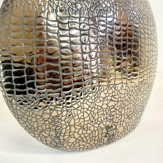 Ceramic 1980s Post Modern Contemporary Faux Reptile Ceramic Vase For Sale - Image 7 of 12
