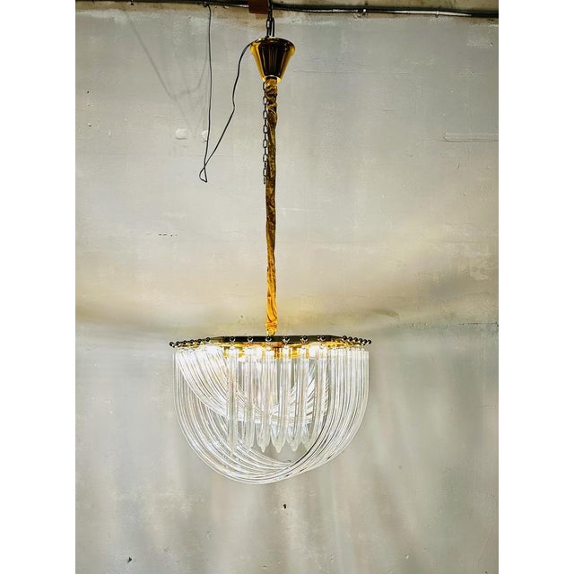 Gold Venini Trilobe Chandelier by Paolo Venini, 1980s For Sale - Image 8 of 10