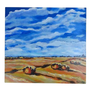 Contemporary Hay Field Landscape Painting