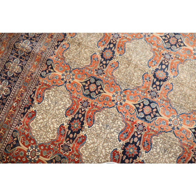 Zabihi Collection 19th Century Museum Caliber Mohtasham Kashan Rug For Sale - Image 4 of 12