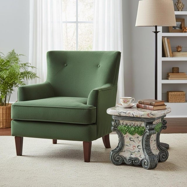 1980s Highly Decorative Glazed Ceramic Garden Stool/Side Table With Baroque Base For Sale - Image 4 of 6