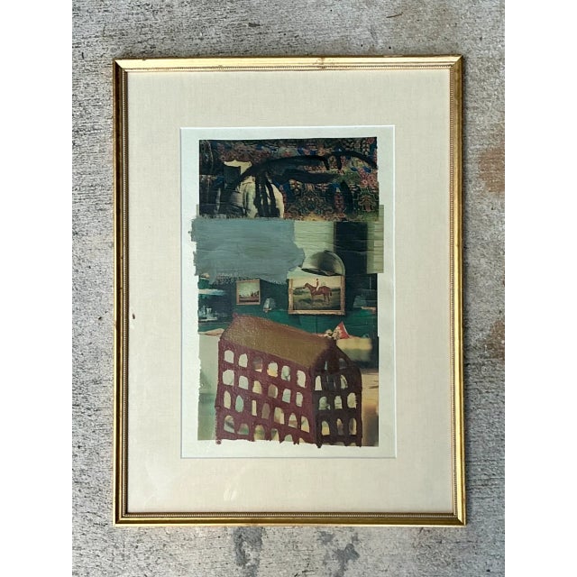 Late 20th Century Vintage Framed Mixed Media Artwork on Paper For Sale - Image 5 of 12