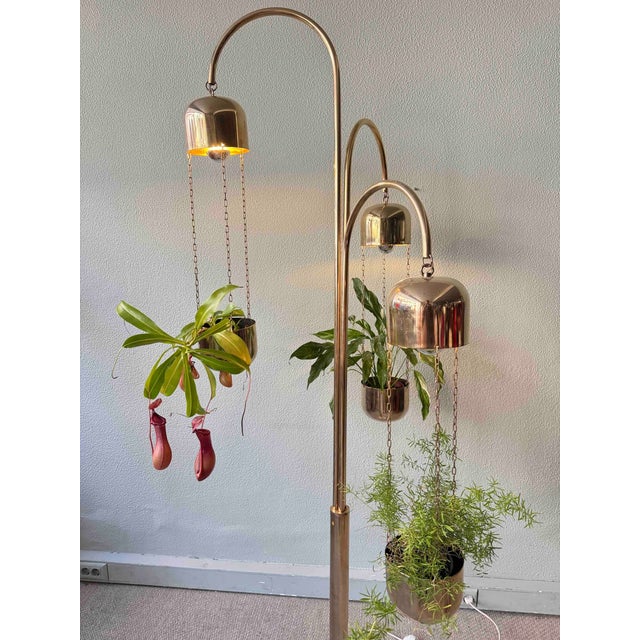 Metal Italian Brass and Marble Floor Lamp with Planters attributed to Reggiani, Italy, 1970s For Sale - Image 7 of 18
