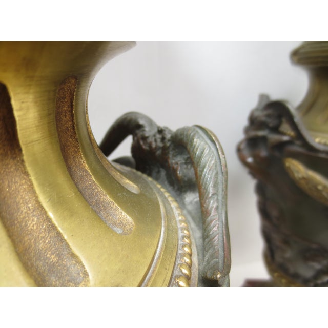 Burnt Umber Antique Italian Gilt Bronze and Rouge Marble Garnature Lamps -a Pair of 2 For Sale - Image 8 of 11