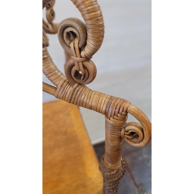 1880s Victorian Wicker Bamboo Heywood Brothers Co. ( Heywood Wakefield) Etagere Nick Nack Table For Sale In San Diego - Image 6 of 8
