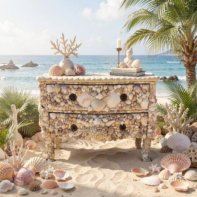 Ivory Late 20th Century The Siren's Commode: A French Bombe Grotto Seashell-Encrusted Masterpiece For Sale - Image 8 of 8