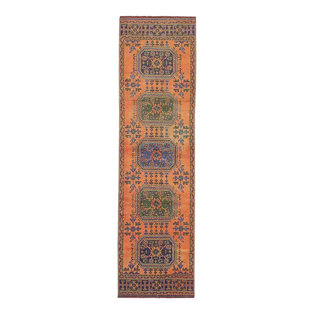 Vintage Turkish Decorative Runner Rug - 2`11" X 10`8" For Sale