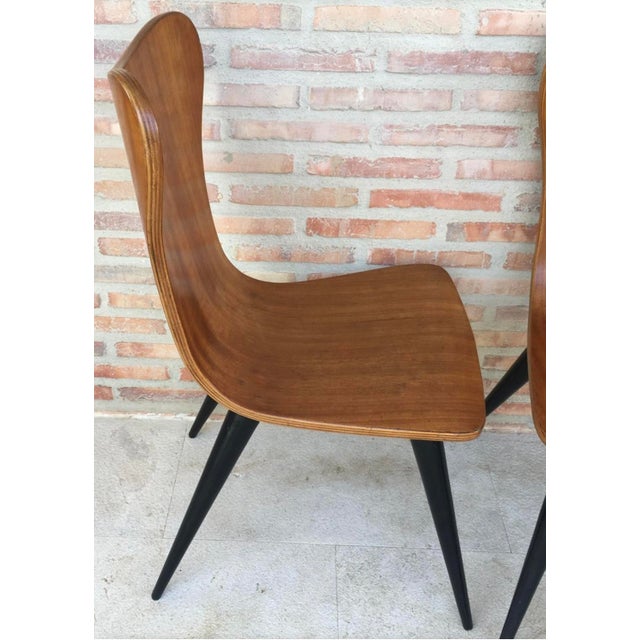 Black Mid-Century Chairs with Conical Legs, 1950s, Set of 2 For Sale - Image 8 of 11