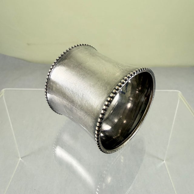 1900s Sterling Silver Cinched Napkin Ring – Beaded Tops For Sale - Image 4 of 7