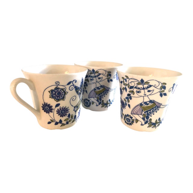 Mid-Century Figgjo Norway Lotte Teacups Cups by Turi Gramstad Oliver--Set of 3 For Sale