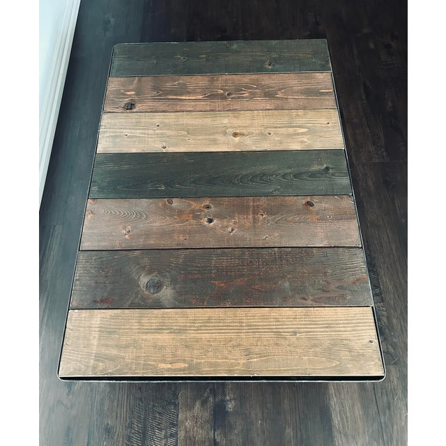 Mid 20th Century VTG Industrial Factory Cart Coffee Table, Wood Top and Metal Casters For Sale - Image 5 of 10