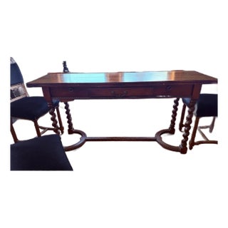 Ornate Antique Wood Drop Leaf Dining Table Set W 3 Chairs / Entryway Table For Sale