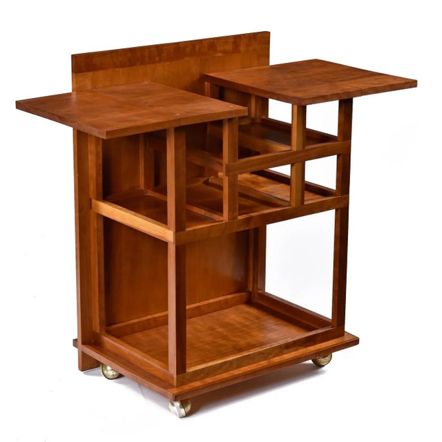 Custom Made Buffet Credenza With Lighted Wine Bar and Hidden Bar Cart For Sale - Image 10 of 17