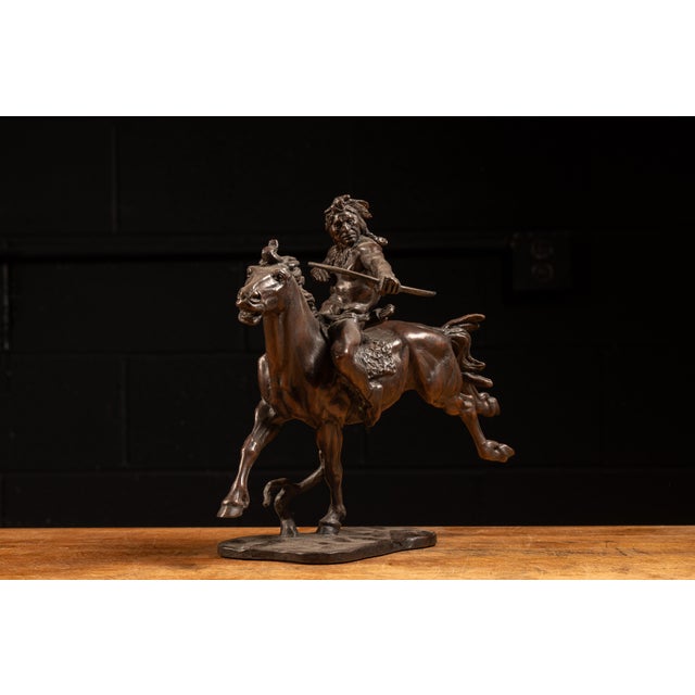 Late 20th Century John Barney Weaver Franklin Mint Native American Horseback Sculpture For Sale - Image 4 of 10