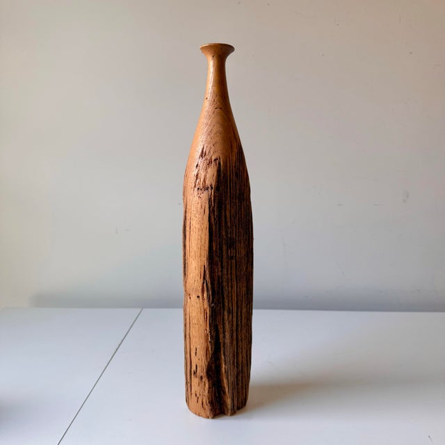Late 20th Century Turned Live Edge Wood Bottle Vase For Sale - Image 4 of 8