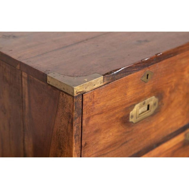 Wood English Walnut Campaign Chest Drawers, 1880 For Sale - Image 7 of 13