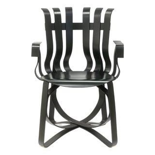 Vintage 1993 Frank Gehry for Knoll Dark Green Hat Trick Maple Bentwood Armchair For Sale