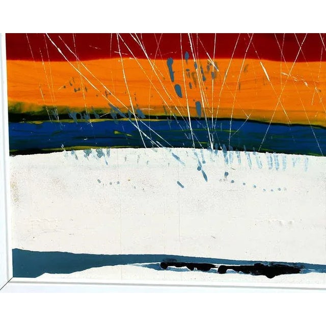 Expressionism Large Vintage Expressionist Landscape Painting Signed Enamel on Board For Sale - Image 3 of 11