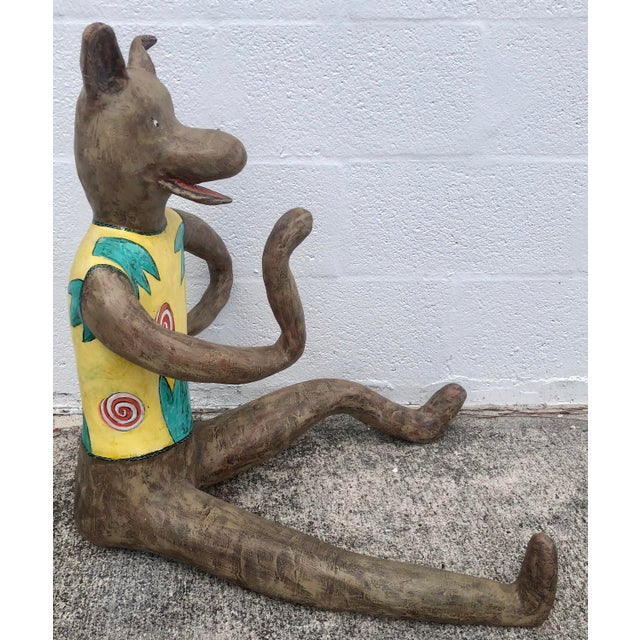 1980s Large Vintage Paper Mache Wolf For Sale - Image 5 of 9