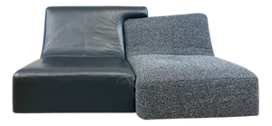 Confluences 2-Seater Sofa in Black Leather and Fabric by Ligne Roset