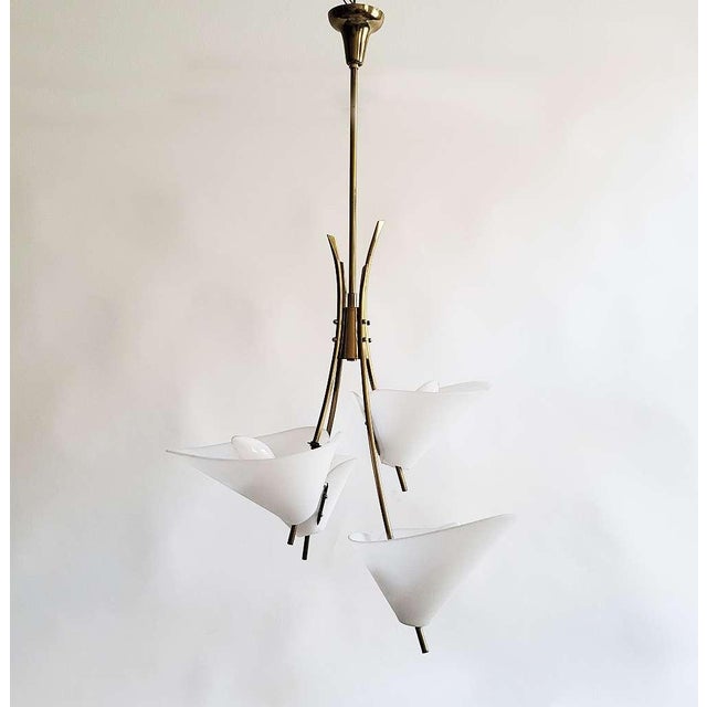 1950s Mid-Century Austrian Brass Chandelier by Rupert Nikoll, 1950s For Sale - Image 5 of 9