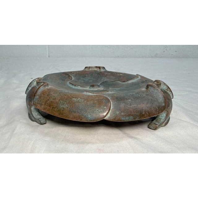 Antique Chinese Qing Dynasty Bronze Censer Incense Burner Stand For Sale - Image 4 of 10