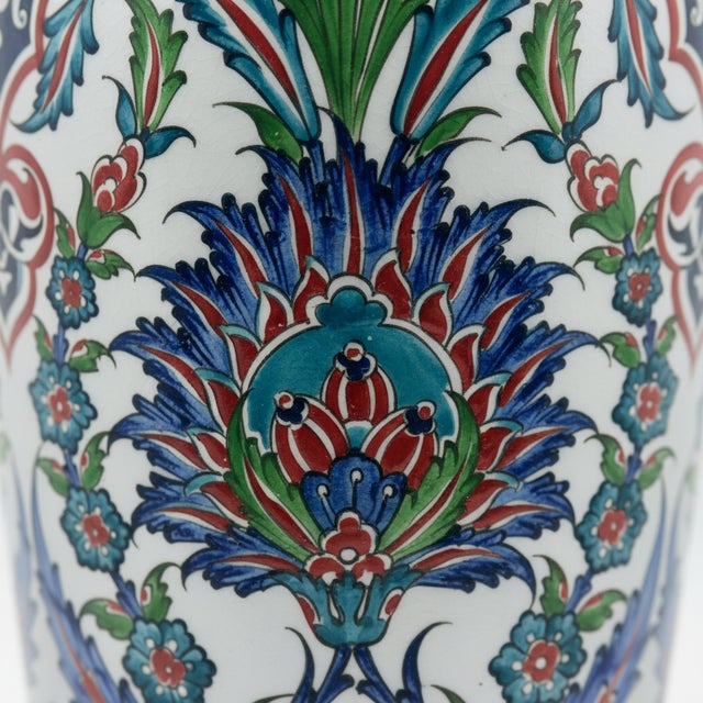 Ceramic Handmade Ceramic Imperial Palace Vase (60cm) Classic White Symmetrical Saz-Hatai Pattern For Sale - Image 7 of 12