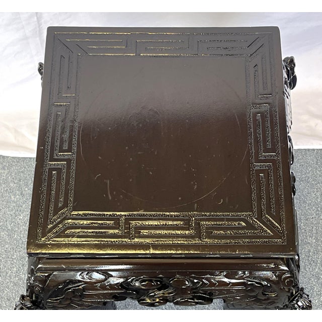 Antique Asian Carved Rosewood Jardiniere/ Plant Stand For Sale - Image 12 of 12