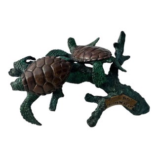 Late 20th Century Joseph Quillan Patinated Bronze "Turtle Tots" Sculpture 39/200 For Sale