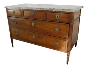French Fruitwood Marble Top Commode Chest of Drawers c 1830