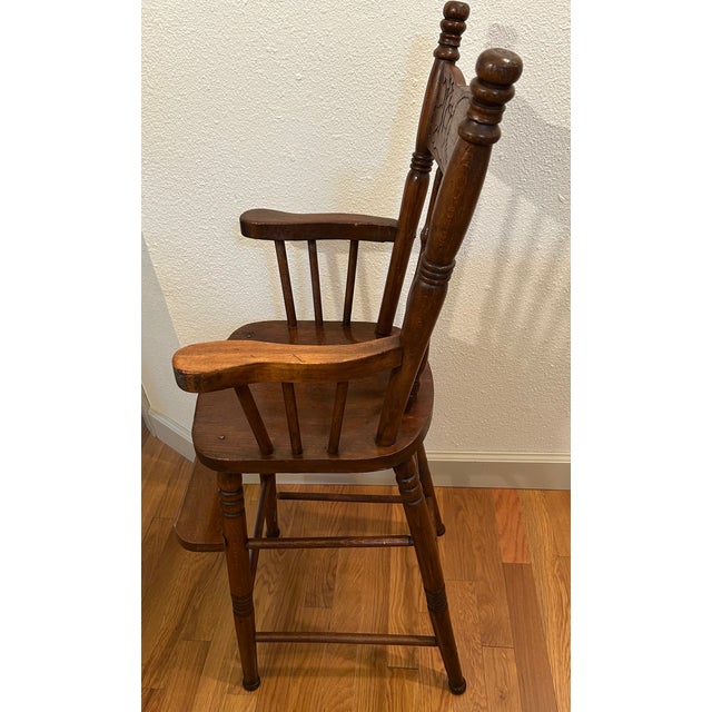 Antique Americana Farmhouse Style Youth / Childs Press Back High Chair 39" Tall For Sale - Image 4 of 11