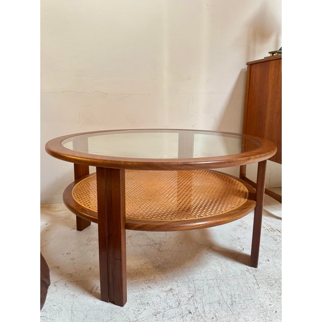 1960s A Rare Mid Century Modern 2 Tiered Coffee Table With Cane Attributed to G Plan, Circa 1960s For Sale - Image 5 of 12