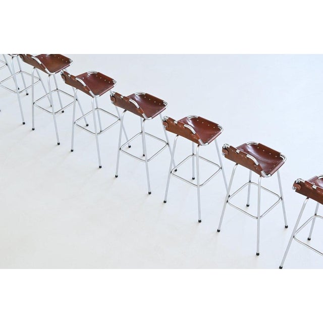 Bar Stool in Leather Les Arcs Ski Resort by Charlotte Perriand, France, 1960s For Sale - Image 9 of 18