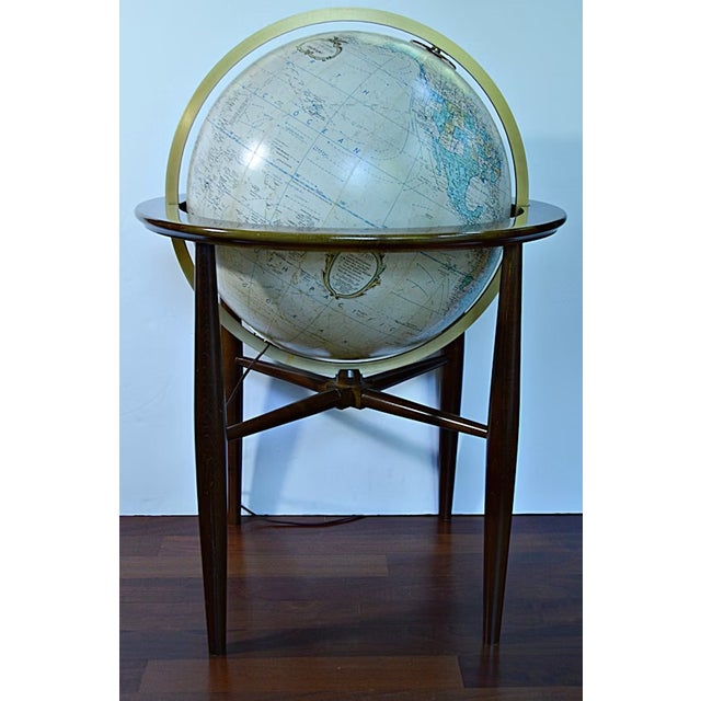 Wood Replogle "Finley" Illuminated Floor Globe on Mahogany Stand Electric For Sale - Image 7 of 9