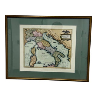 Antique Map of Ancient Italy With Islands Corsica, Sicily and Sardinia, Framed For Sale