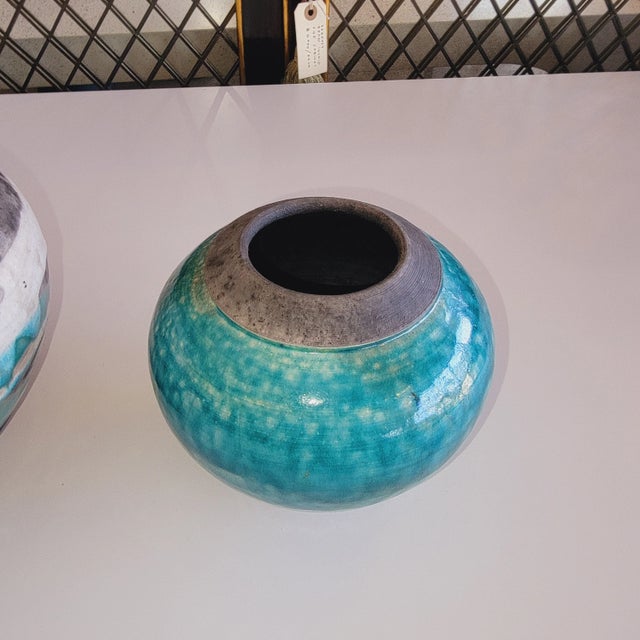 Ceramic Antic Blue Triptych Vintage Pottery- Set of 3 For Sale - Image 7 of 11