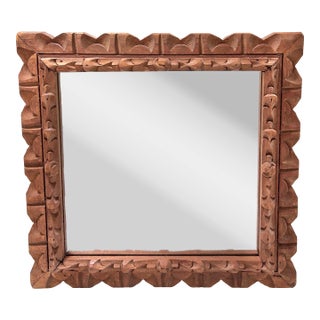 1920s Folk Art Tramp Art Framed Mirror For Sale