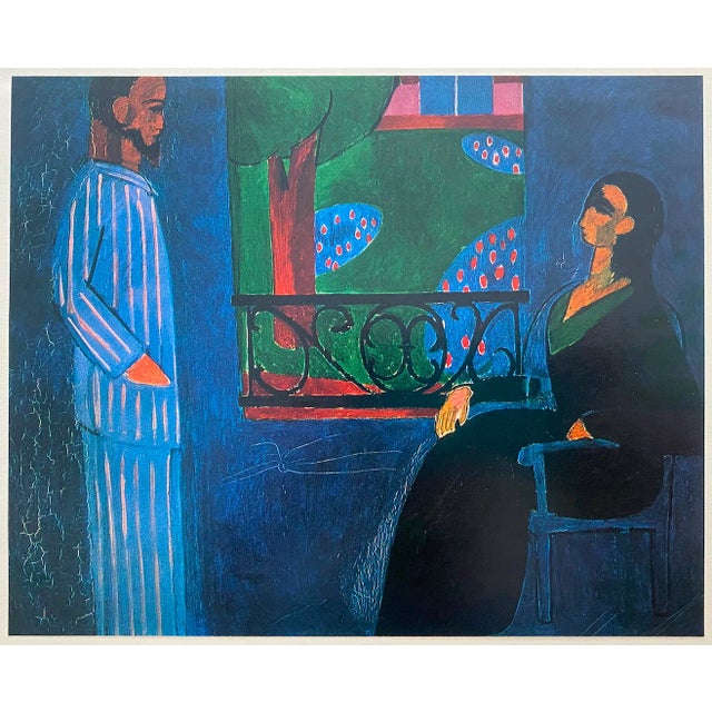 Royal Blue Henri Matisse Vintage 1981 First Edition Postimpressionist Lithograph Print " Conversation " 1909 For Sale - Image 8 of 10