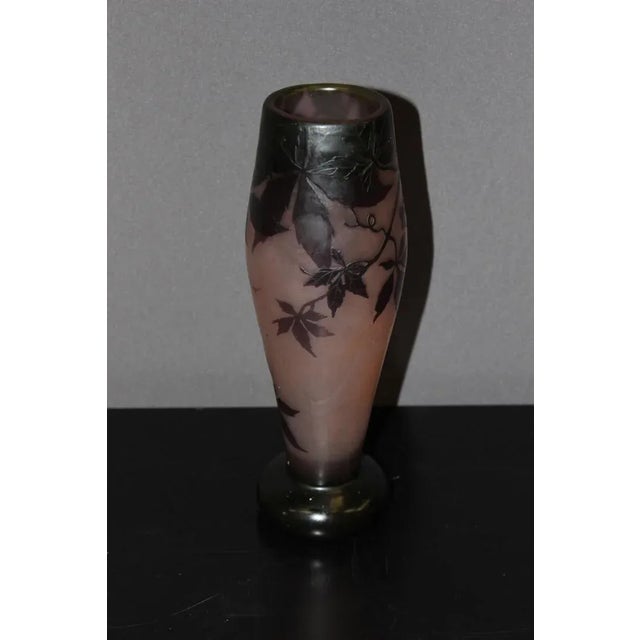 Mauve Art Nouveau Vase with Vine Decoration by Gauthier For Sale - Image 8 of 11