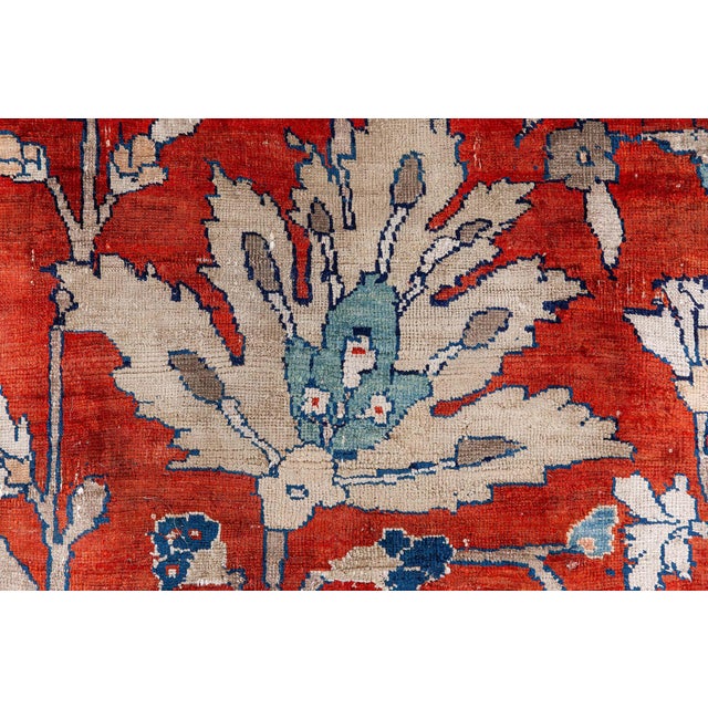 19th Century Persian Tabriz Silk Red and Navy Blue Rug For Sale - Image 4 of 9