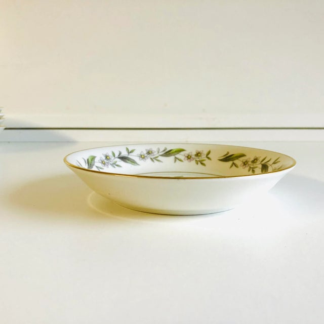 Vintage fine china floral design"Magnolia" set of 5 berry or dessert bowls 5.5"D X 1.30"H , Makers mark reads" Royal...