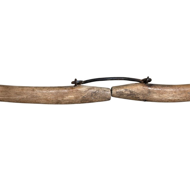 Antique double Horse Collar , Yoke, Harness, Wood, Iron, Brass Yoke, Primitive, Wall Hanging, circa 1900s in natural wood...