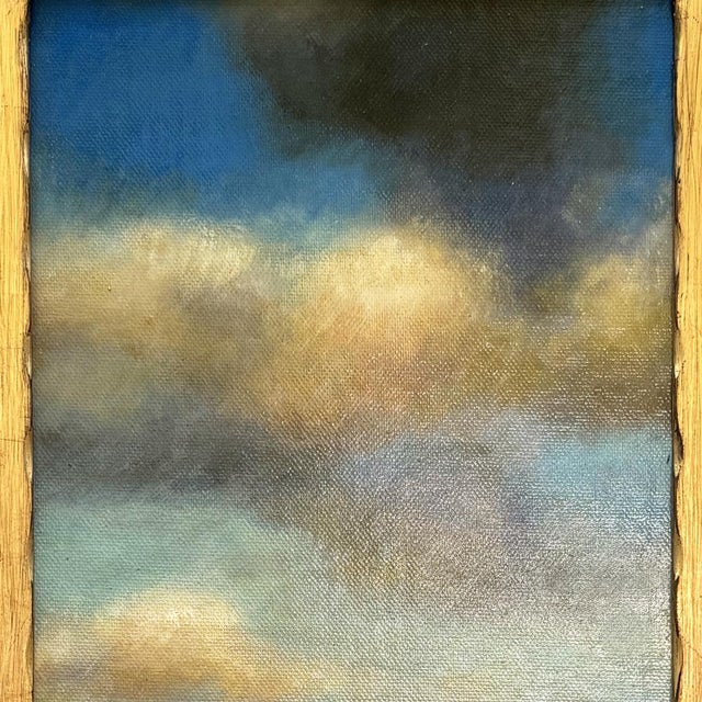 Contemporary Contemporary Petite Cloud Oil Painting in Vintage Frame For Sale - Image 3 of 6